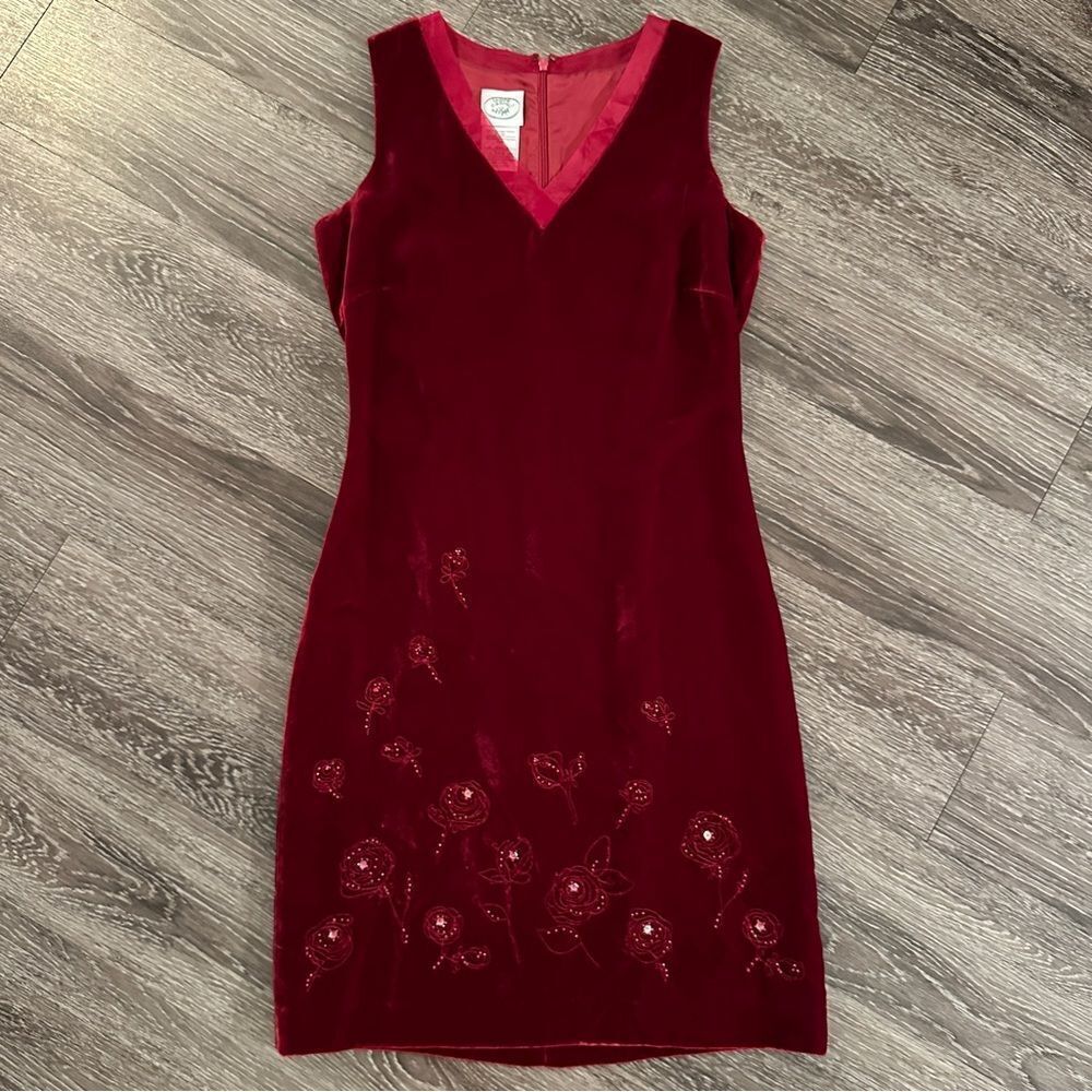 Laura Ashley Vintage Velvet Maroon Dress